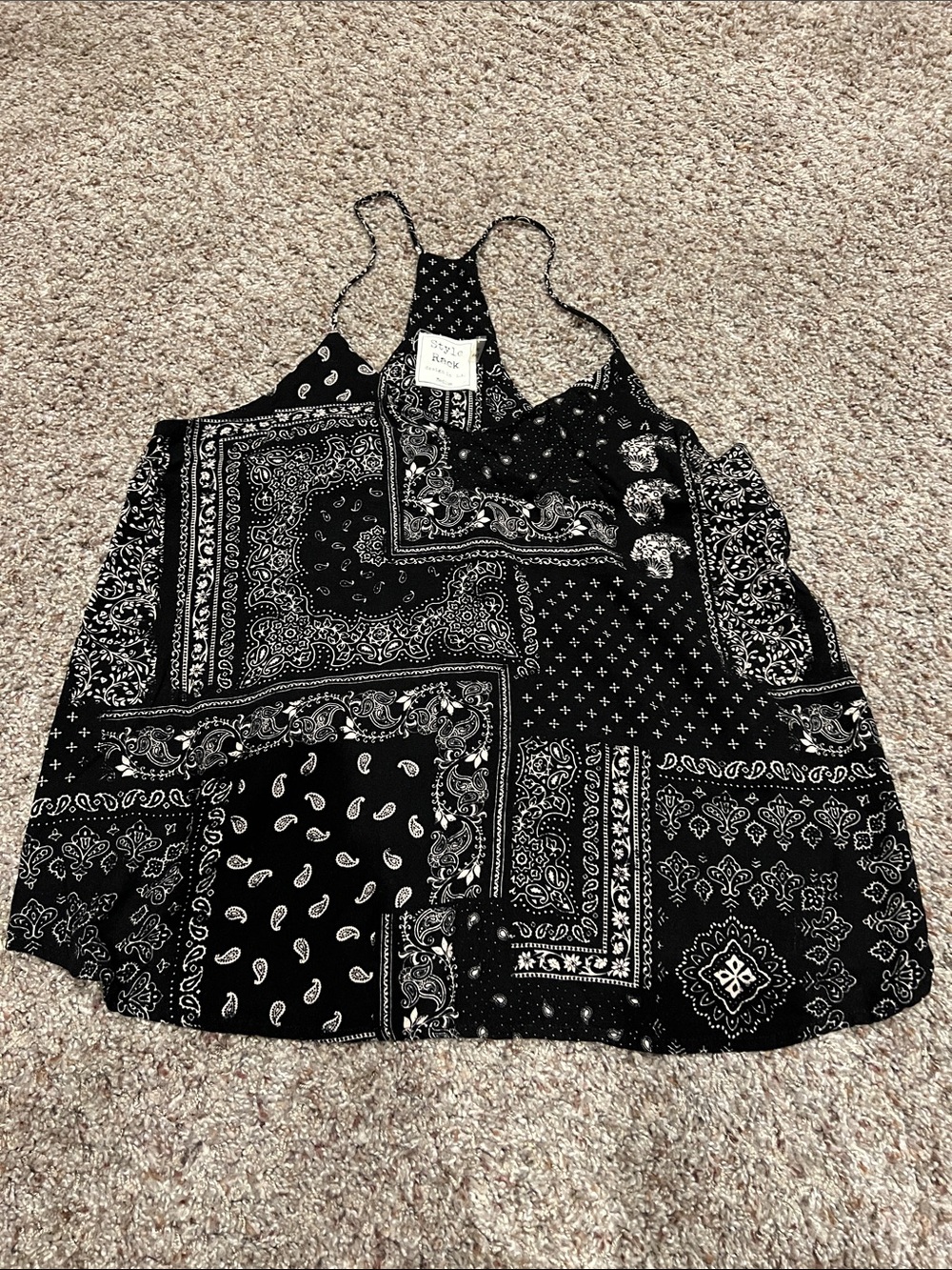 Style Rack Black & White Bandana Patchwork Racerback Camisole